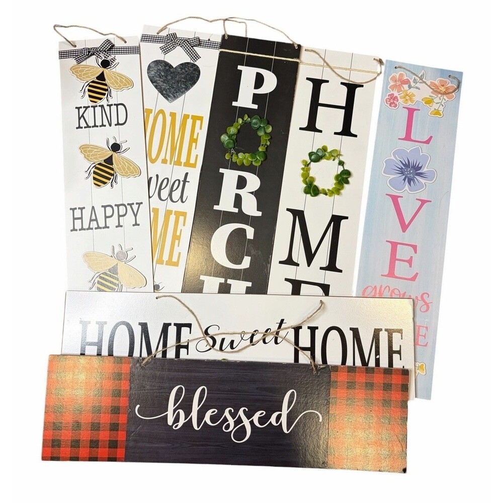 Lot of 50 Assorted Home Signs 24” Hanging Signs Particle Board Bulk Decor New
